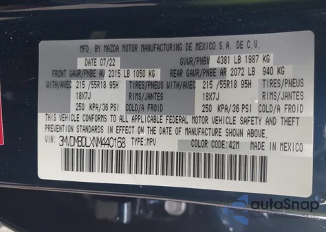 2022 Mazda Cx-30 Premium from USA, damaged, VIN 3MVDMBDLXNM440168